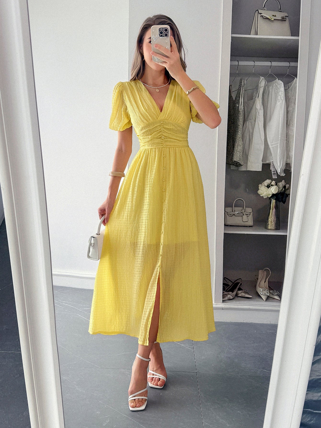 Spring/Summer Women's Chic Holidays Deep-V Short-Sleeve Long Dress 13