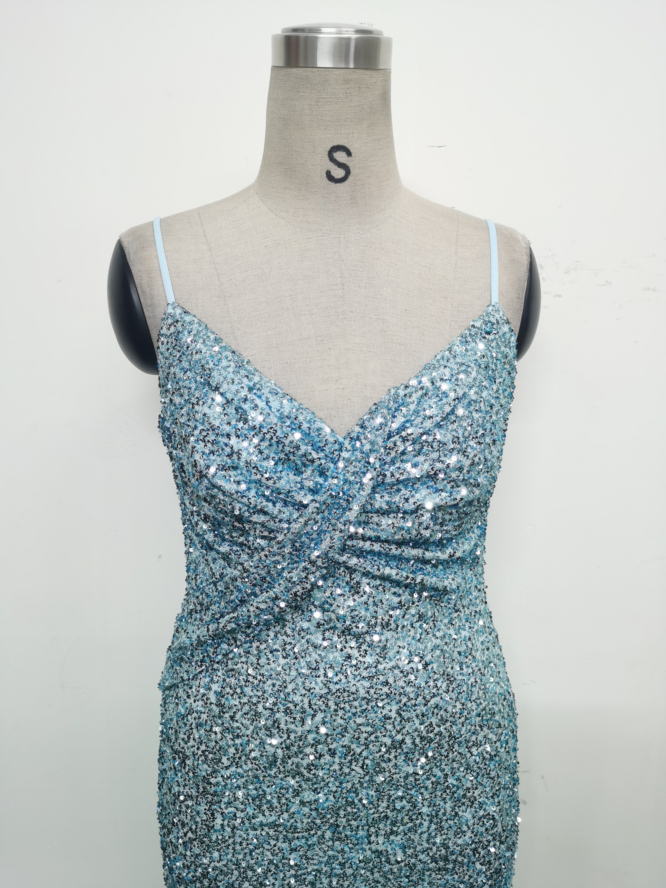 Women sequined sexy split sling evening dress 29