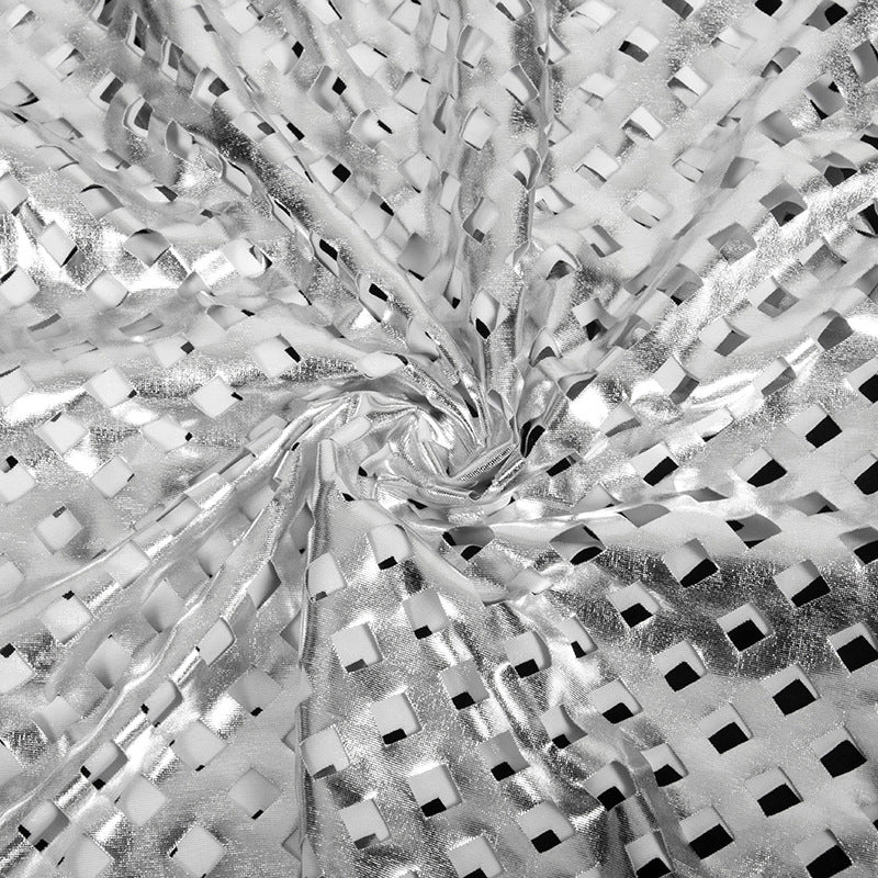 Autumn Solid Color Round Neck Hollow Long Sleeve Glossy Slim Fit Sexy Dress 15