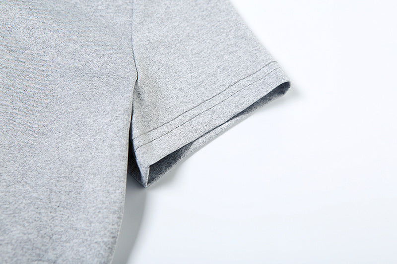 Spring Women Solid Round Neck Short Sleeve Bodysuit Sexy Slit Skirt Two-Piece Set 14