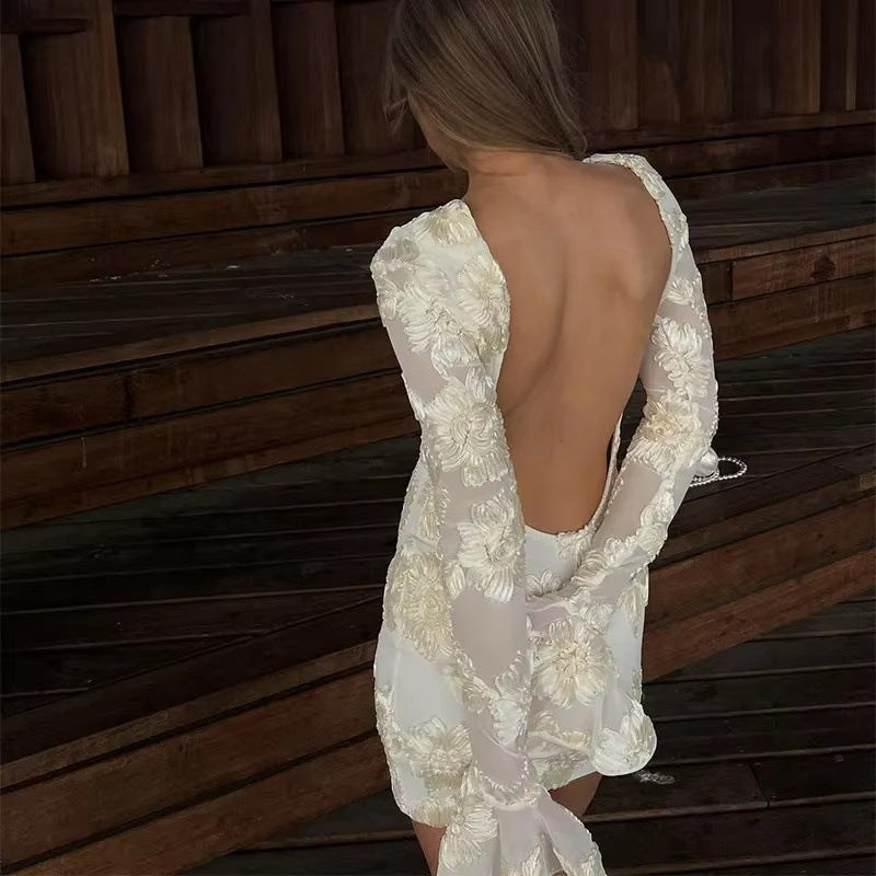 Women's Fashionable Sexy Slim Fit Bell Bottom Sleeve Party Dress 14