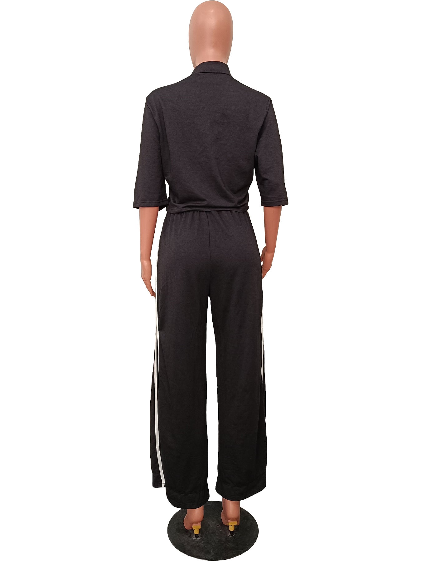 Fall/Winter Women's Ruber Print Top Wide Leg Slit Pants Casual Two Piece Set 6