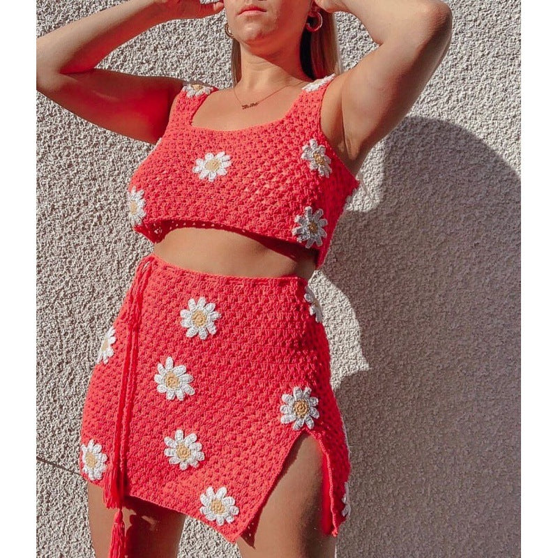 Summer Casual Crochet Knitting Skirt Set 24