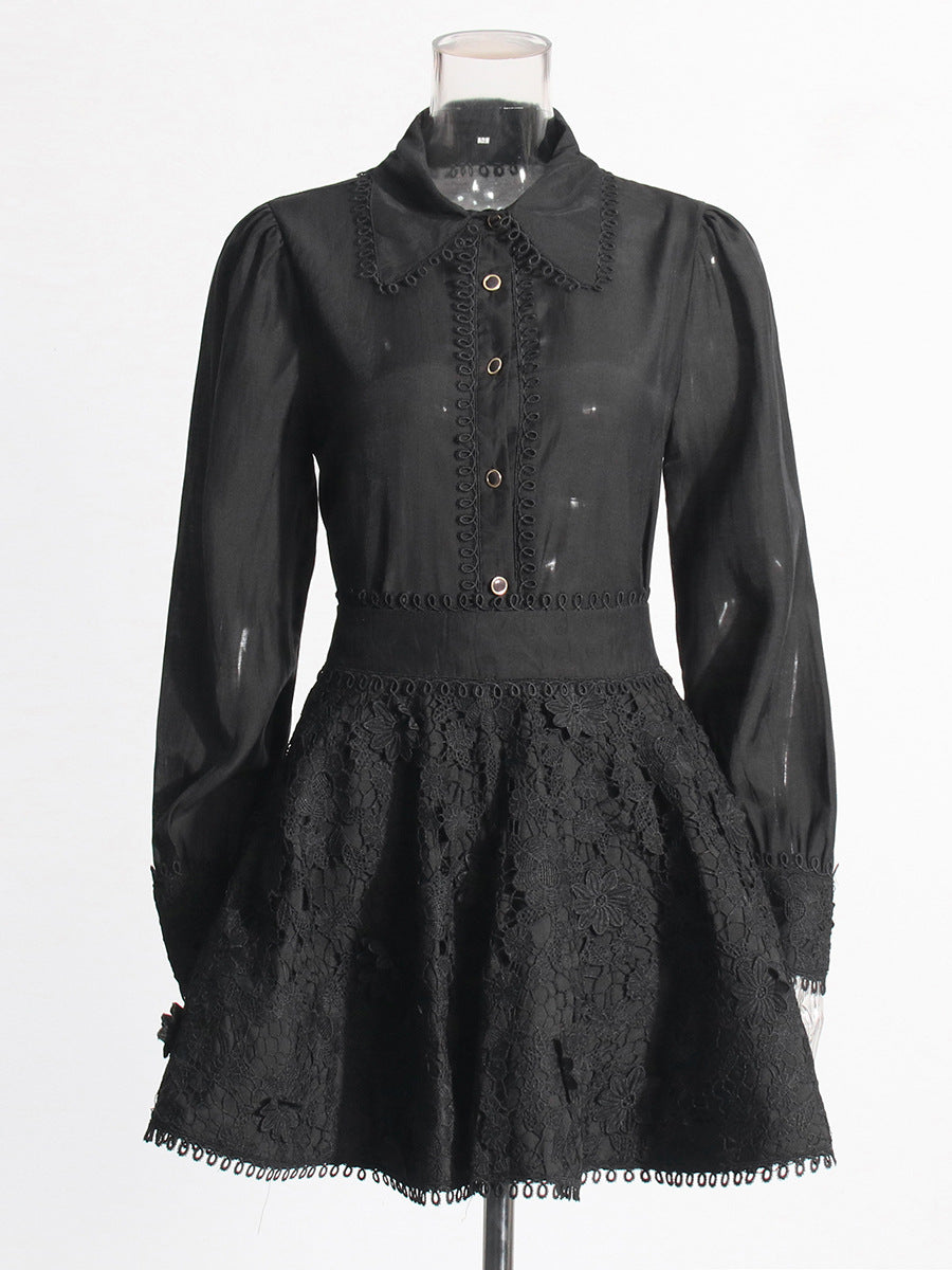 Elegant spring single-breasted shirt ruffled short skirt two-piece suit 5