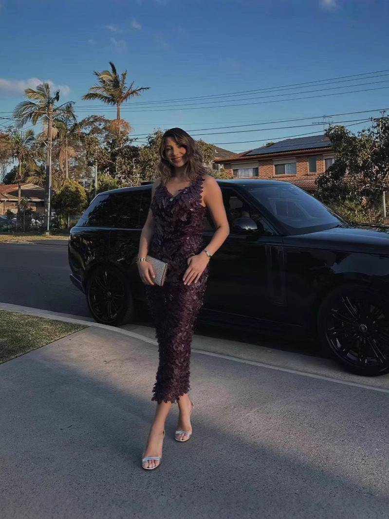 Fashion straps slim sequins Low Back long sexy cross 10