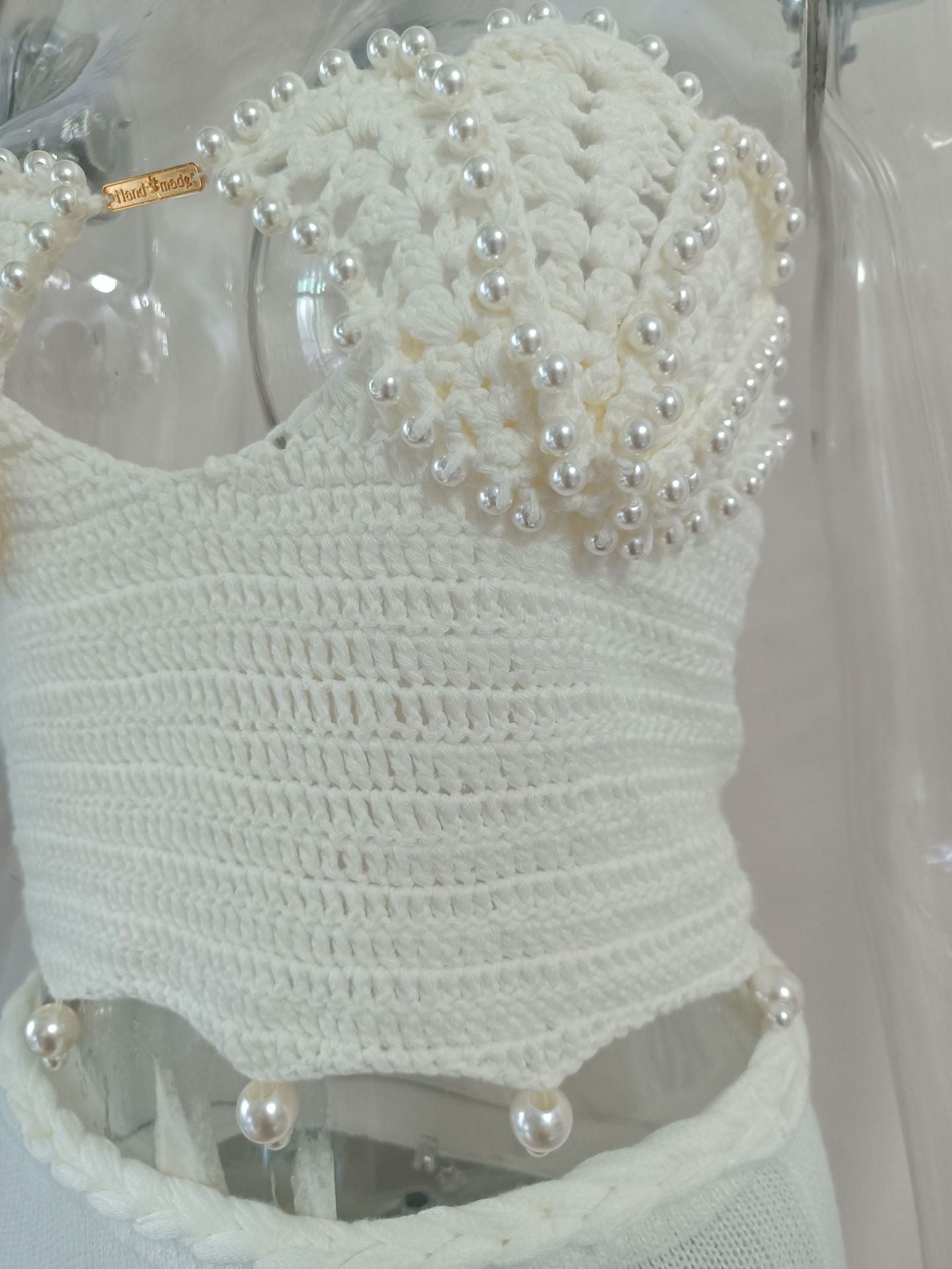 Women summer beaded Strapless Top and Skirt two-piece set 15