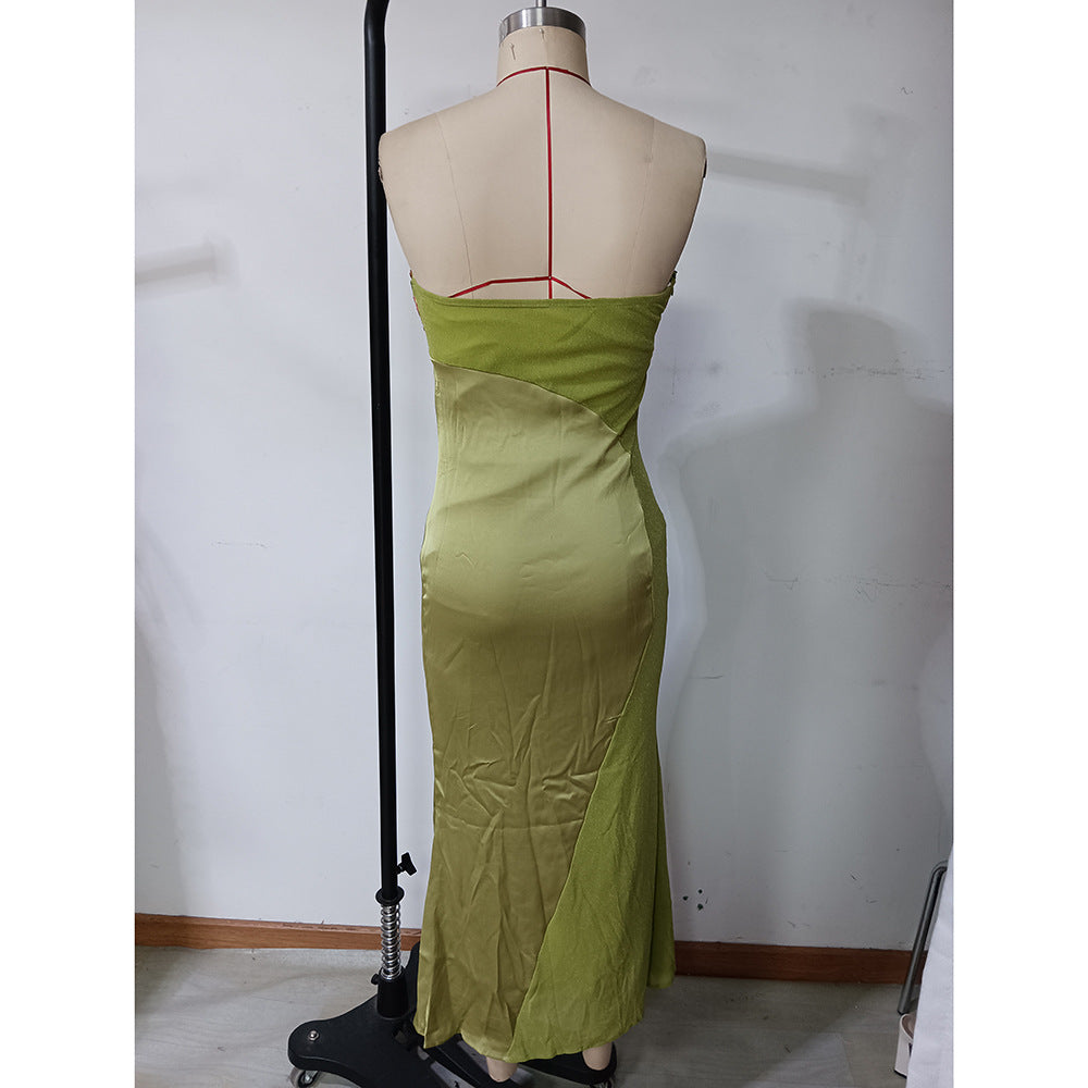 Women Trendy Flower Patchwork French Holidays Strapless Dress 9