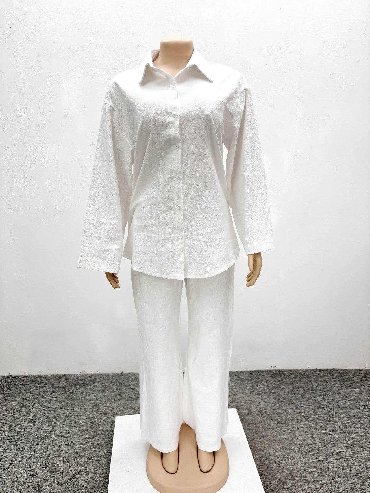 Women's Casual White Shirt Trousers Two-Piece Set 10