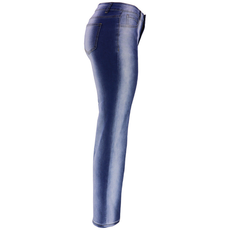 Retro Gradient Color Bell Bottom Denim Pants Women's Slim Fit Butt Lift Jeans 9