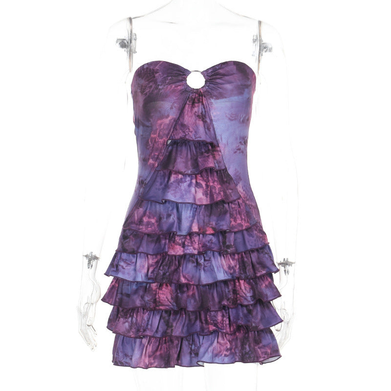 Women Summer Strapless Cake Sexy Mini Dress 7