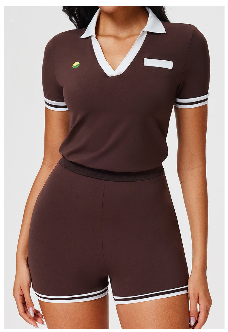 Women tennis fitness short-sleeved romper