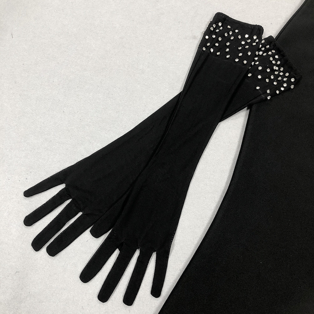 Beaded Strap Slim High Slit Formal Party Evening Dress 10