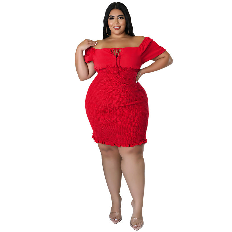 Plus Size Women's Summer Off Shoulder Bodycon Dress 13