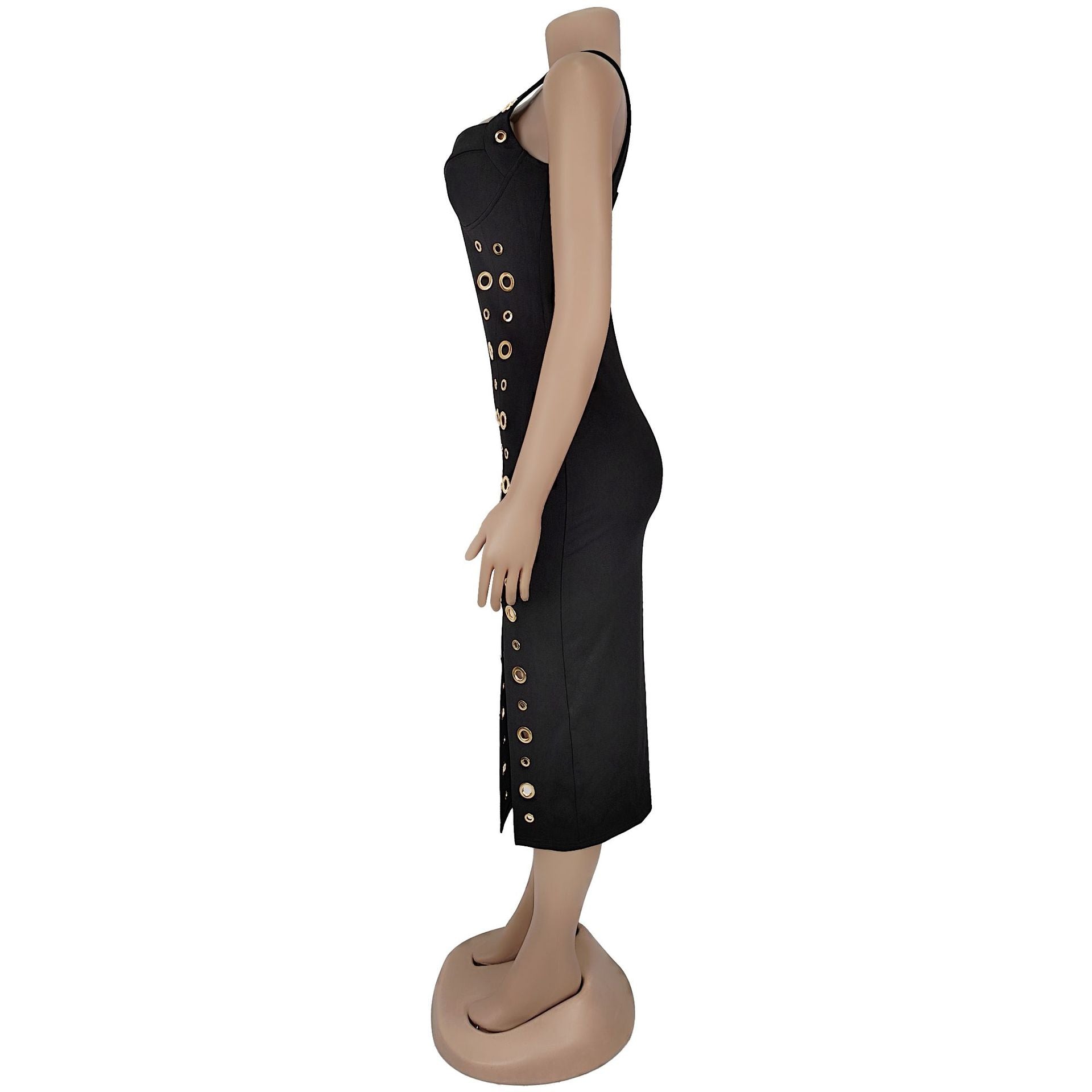 Fashion women's elegant slim button decoration sexy dress 6