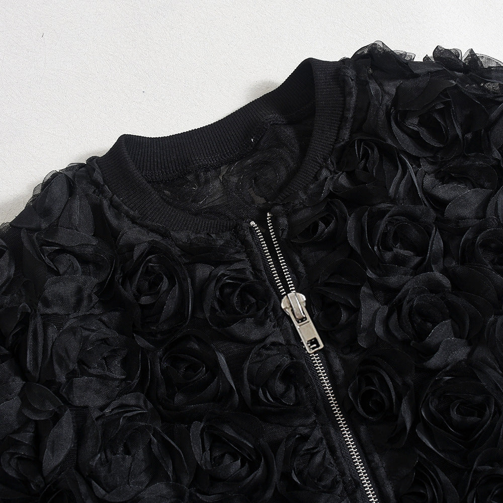 Women autumn mesh flower top 8