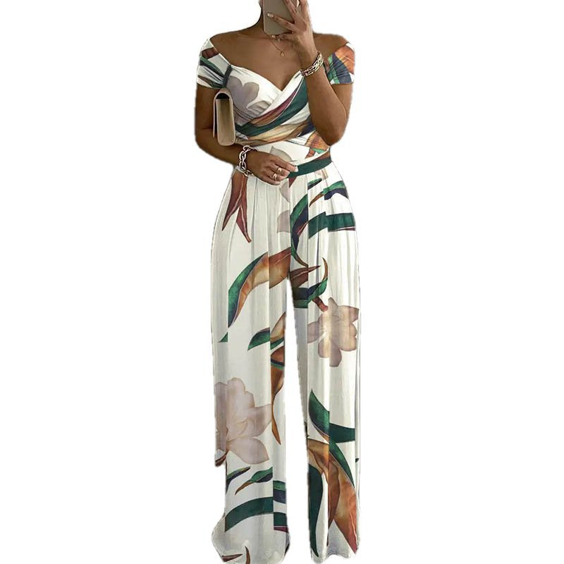 Summer Women's Fashion Chic Trendy Printed Wide Leg Jumpsuit 11
