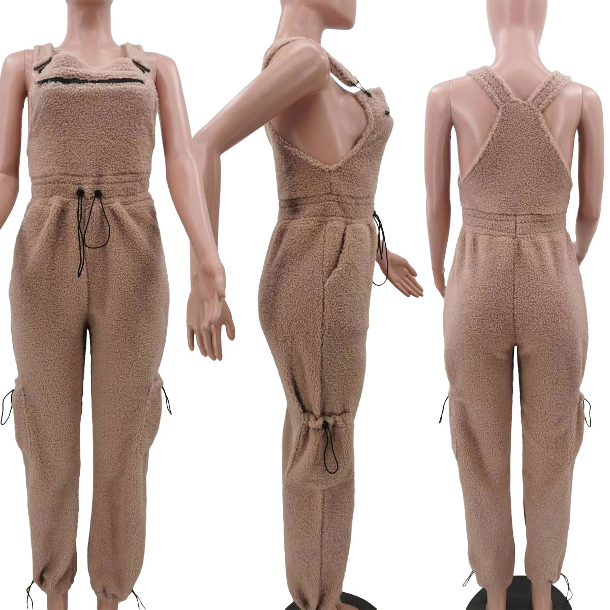 Casual Women's Loose Fashionable Drawstring Overalls Jumpsuit 13