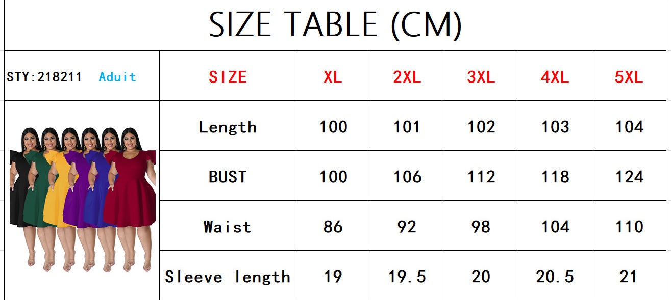 Plus Size Women Ruffles Short Sleeve Dress 18