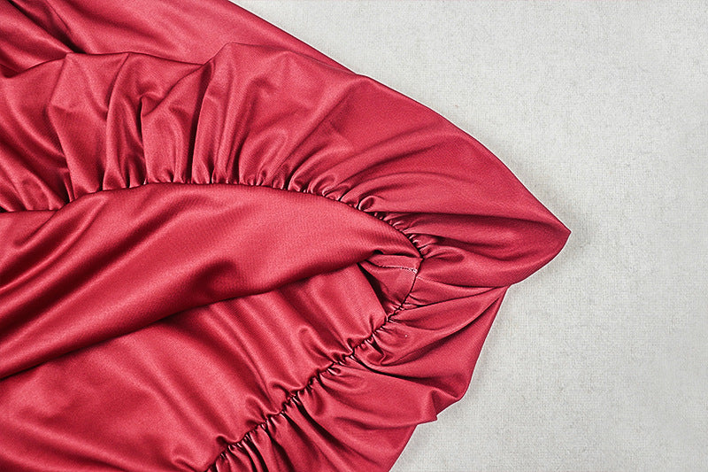 Women Pleated Off-Shoulder Halter Neck Dress 16