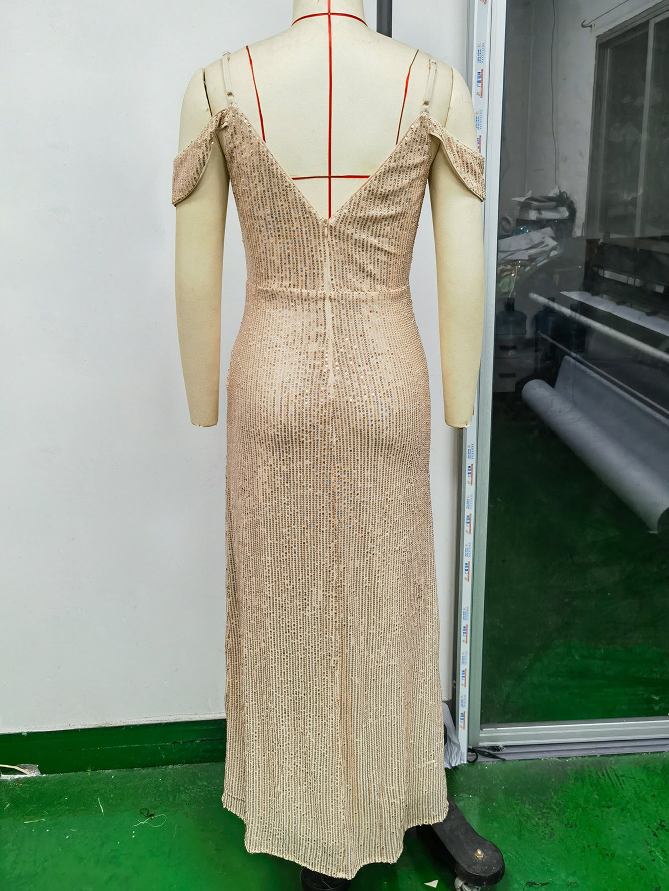 Sexy Low Back Sequin Long Women's Evening Dress 6