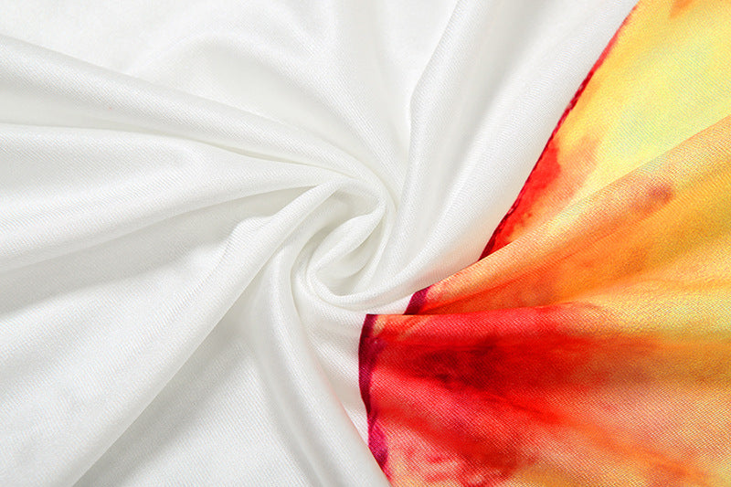 Women fall/winter Halter Neck lace-up V-neck backless printed top and tassel sexy skirt two-piece set 19