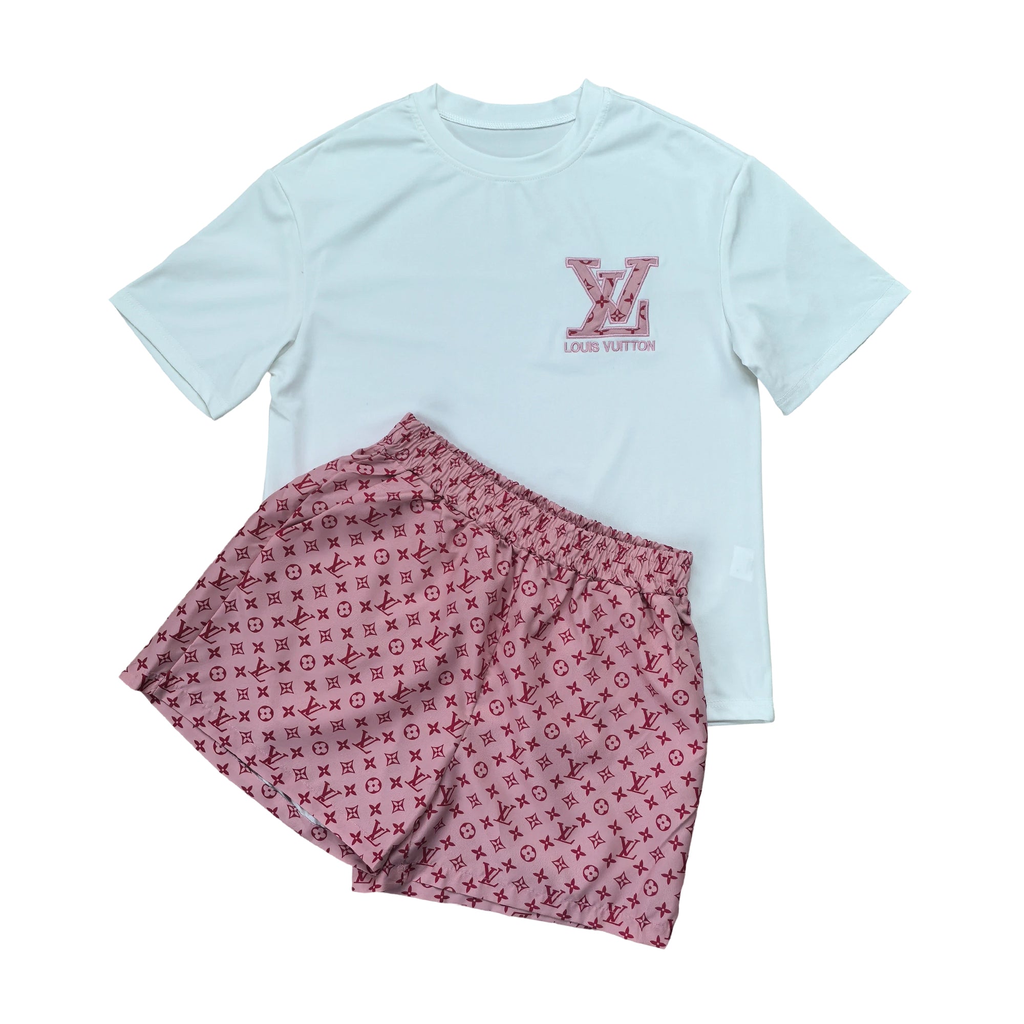 Women's Summer Embroidered & Printed Short-Sleeved Shorts Set 10