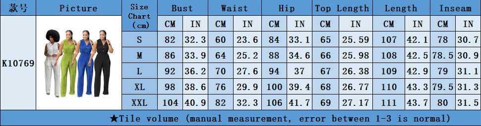 Fashionable Women's Sleeveless Pleated Casual Two Piece Pants Set 13