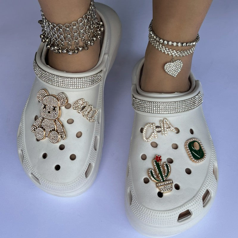 Cactus accessories high-heeled hole shoes women's summer slope heel thick bottom hole shoes women's shoes 31