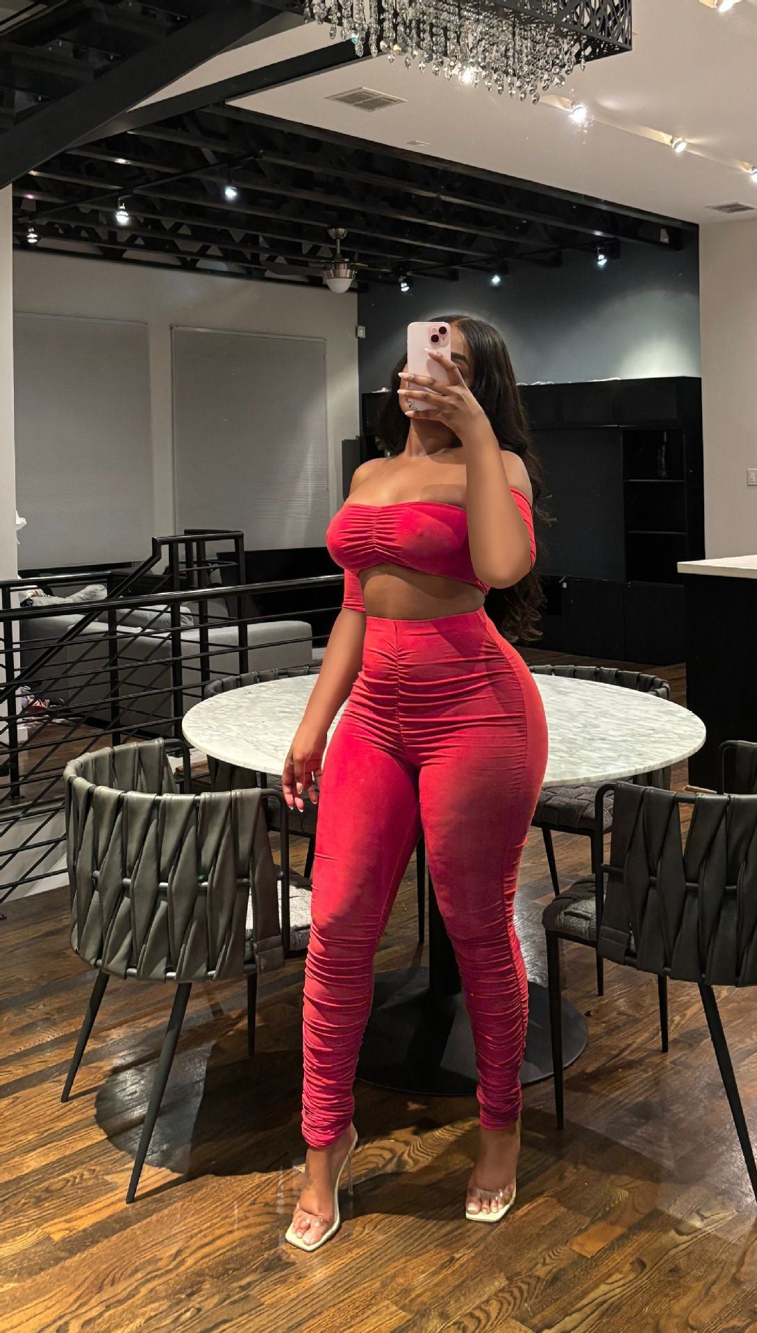 Women Sexy Backless Strapless Solid Top and Pants Two Piece Set 3