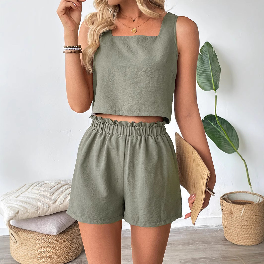 Summer Women's Casual Vest & Shorts Set 7