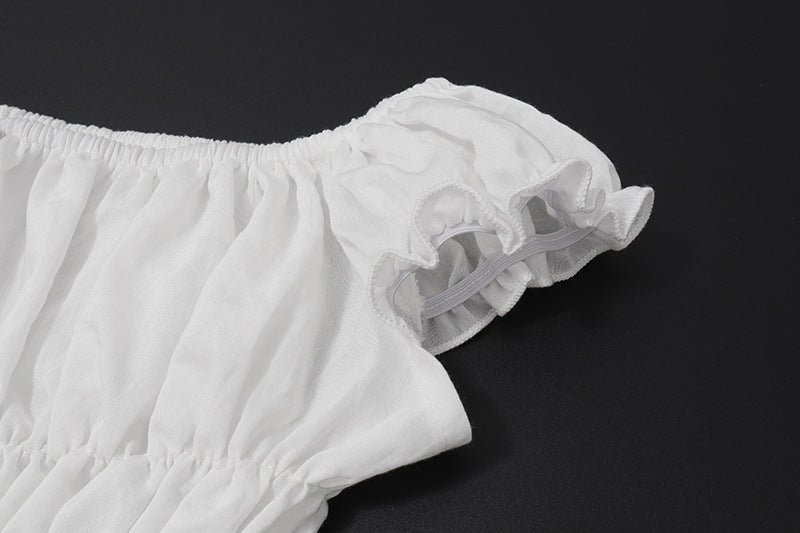 Women summer new sexy Chic Holidays Off Shoulder pleated top slit skirt set 11