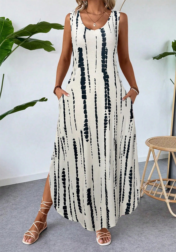 Women Summer Printed Sleeveless Split Sundress
