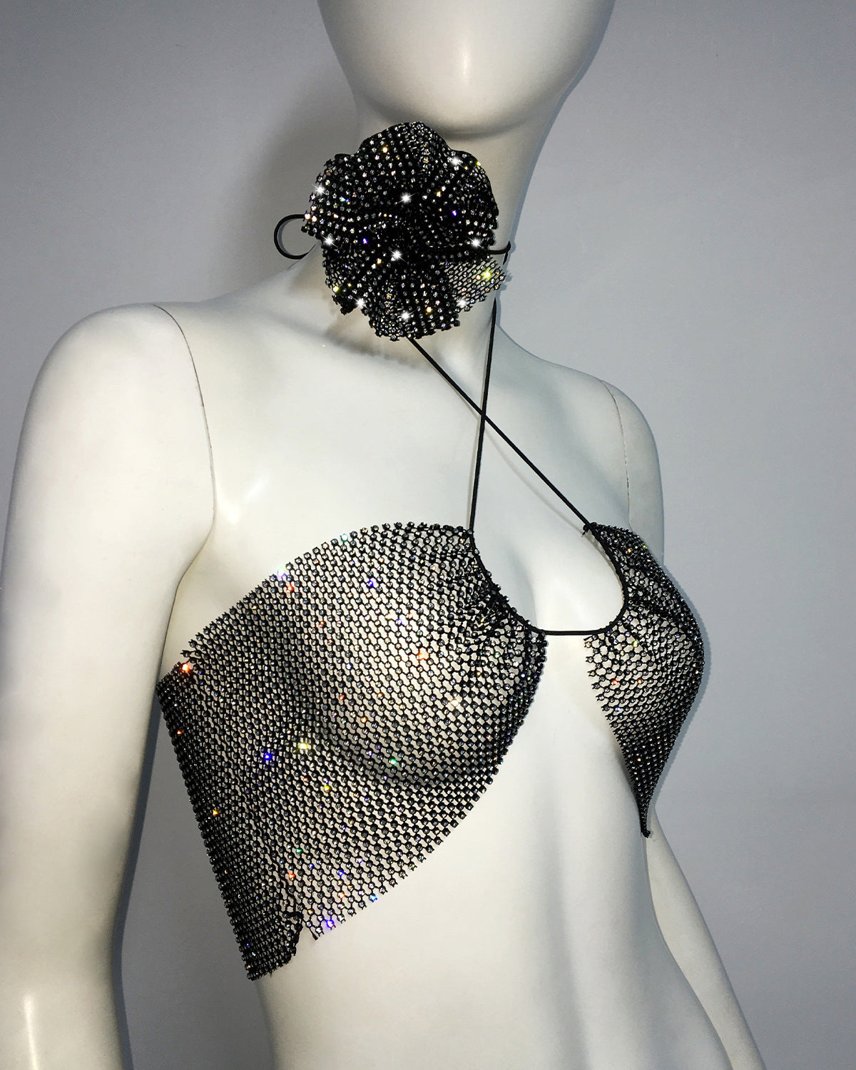 Women spring summer fishnet rhinestone strechy sexy slit mini dress 10