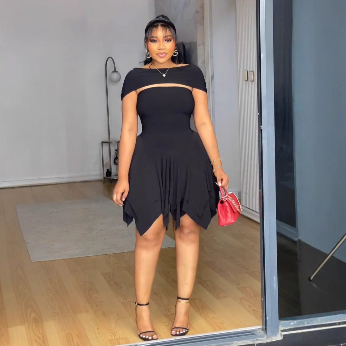 Women Elegant Irregular Strapless Dress 3