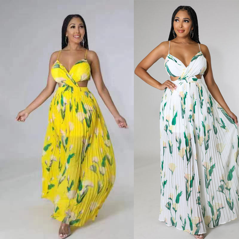 Multi-Color Print Chic Strap Maxi Dress 4