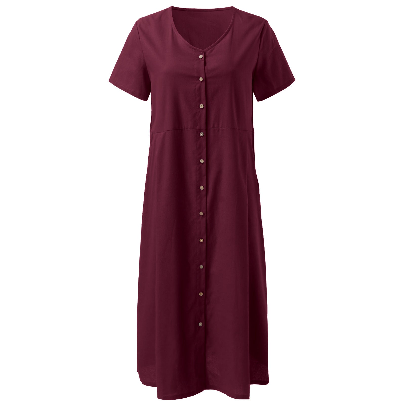 Women's Summer Loose Linen Short Sleeve Plus Size Dress 25