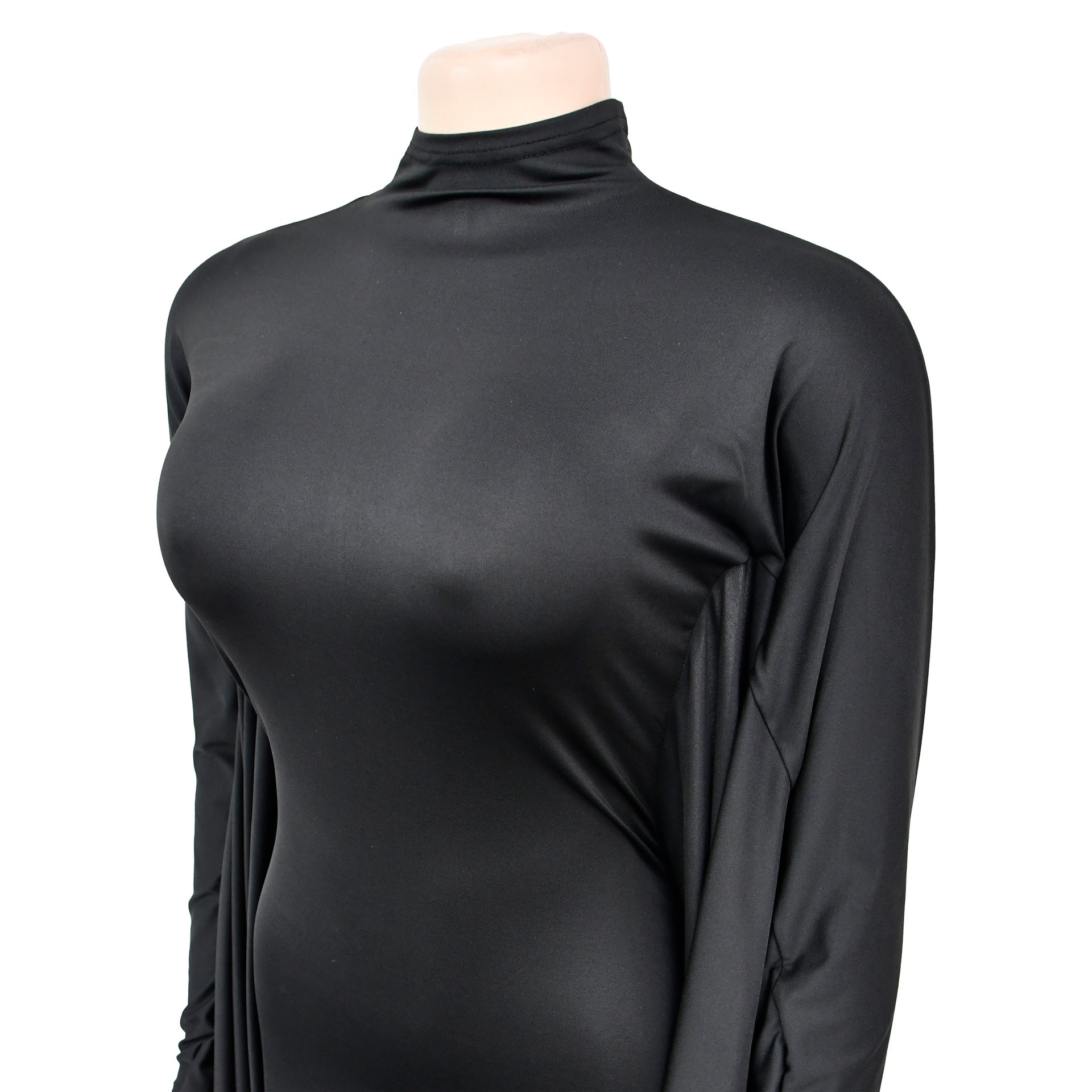 Women's fashion solid color bat style long-sleeved long dress 20