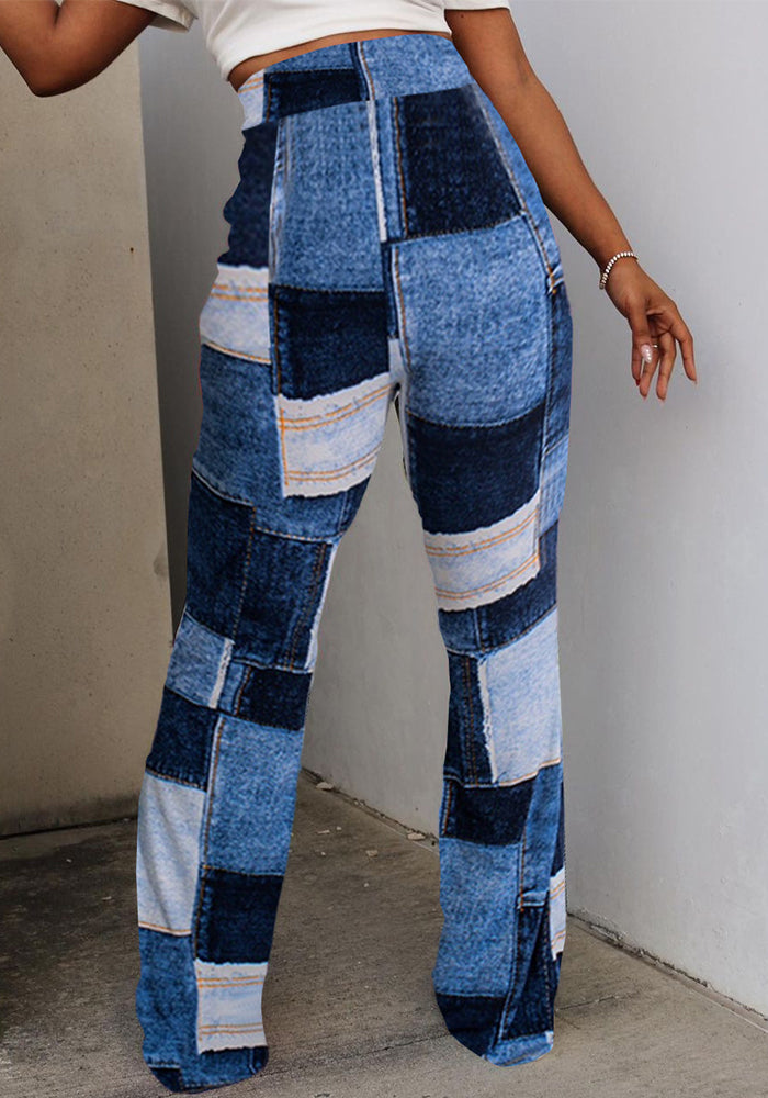 Women Casual Printed Plaid Casual Pants
