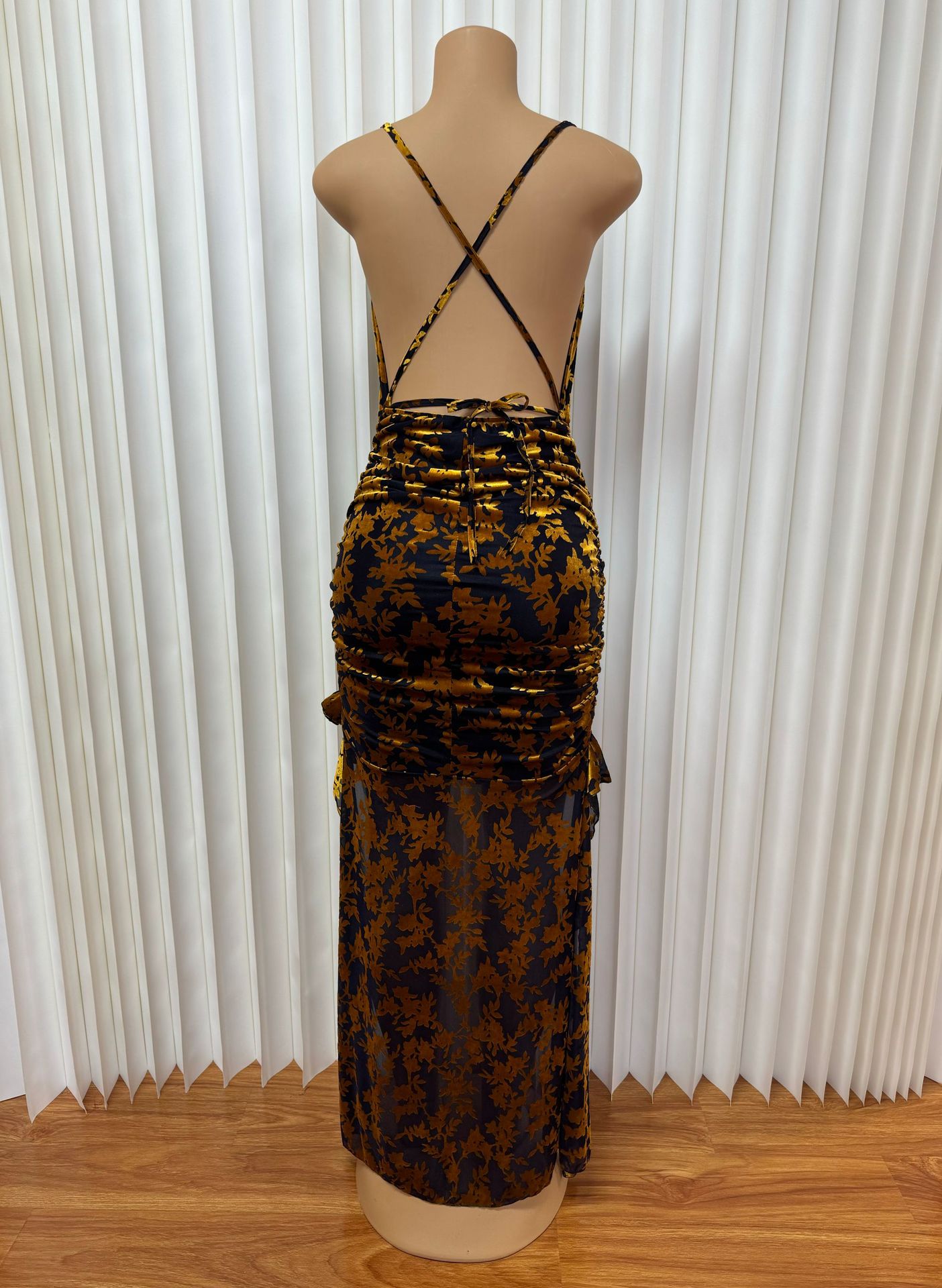 Cross Lace-Up sexy Low Back Pleated irregular dress for women 6