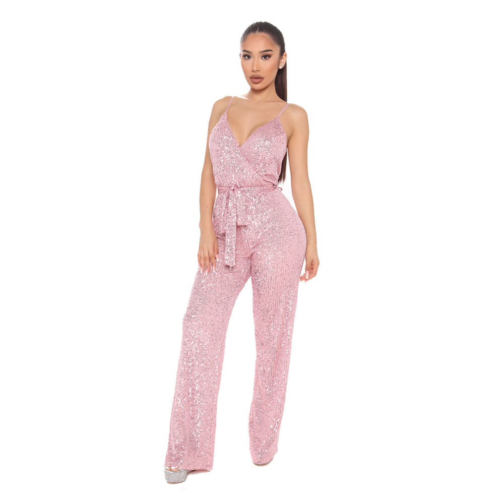 Fashion Sequins Sexy Sleeveless Sling Jumpsuit Spring and Summer Women's Wear 6