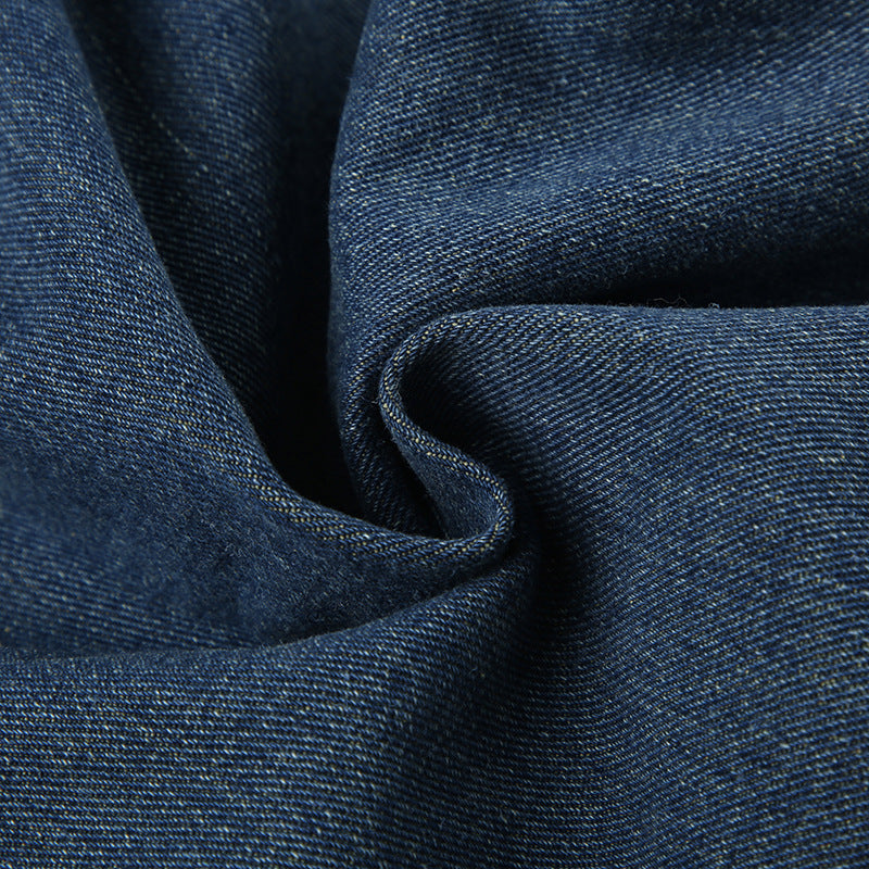 Women irregular patchwork panties fake two-piece Casual Denim trousers 13