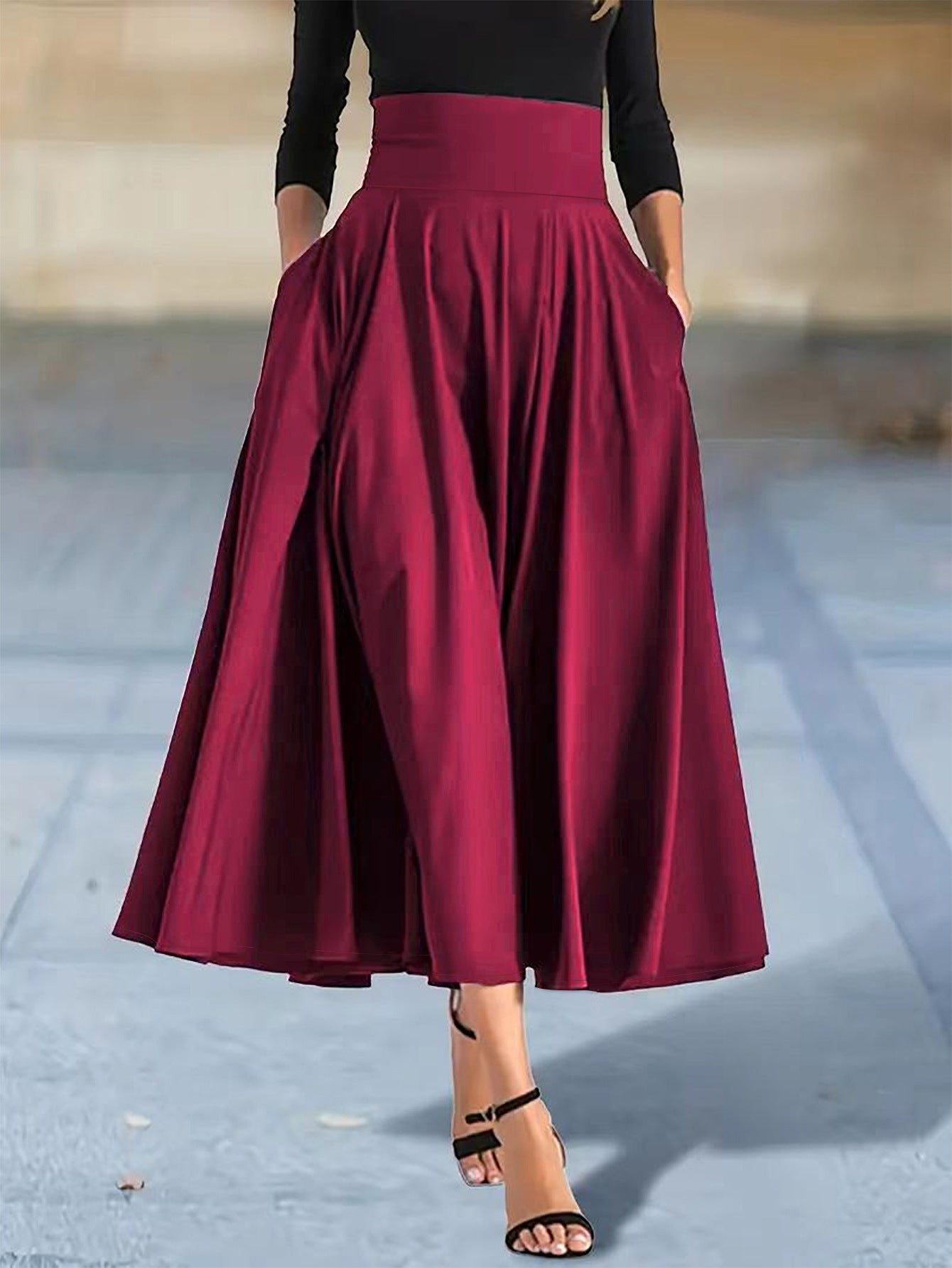 Women solid long skirt 3