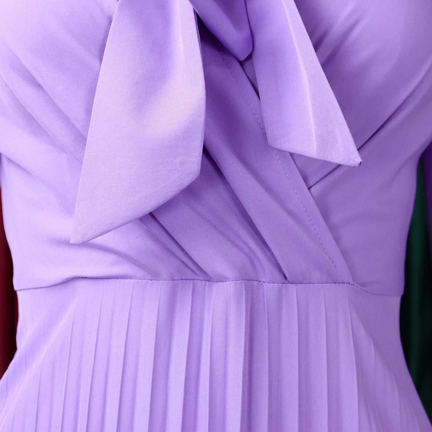 Women 3/4-sleeve tie dress with irregular pleats 14