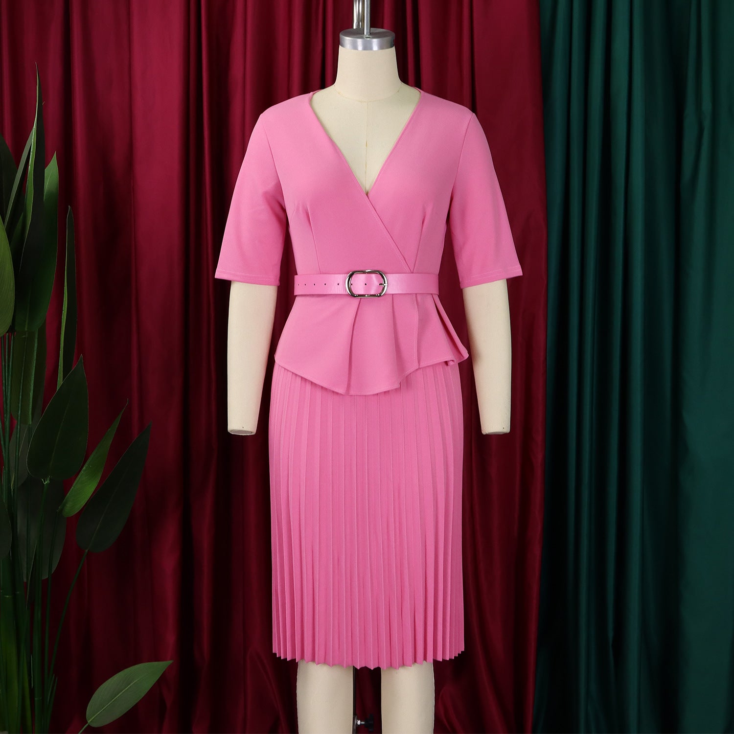 Plus Size Women v-neck pleated African dress 16