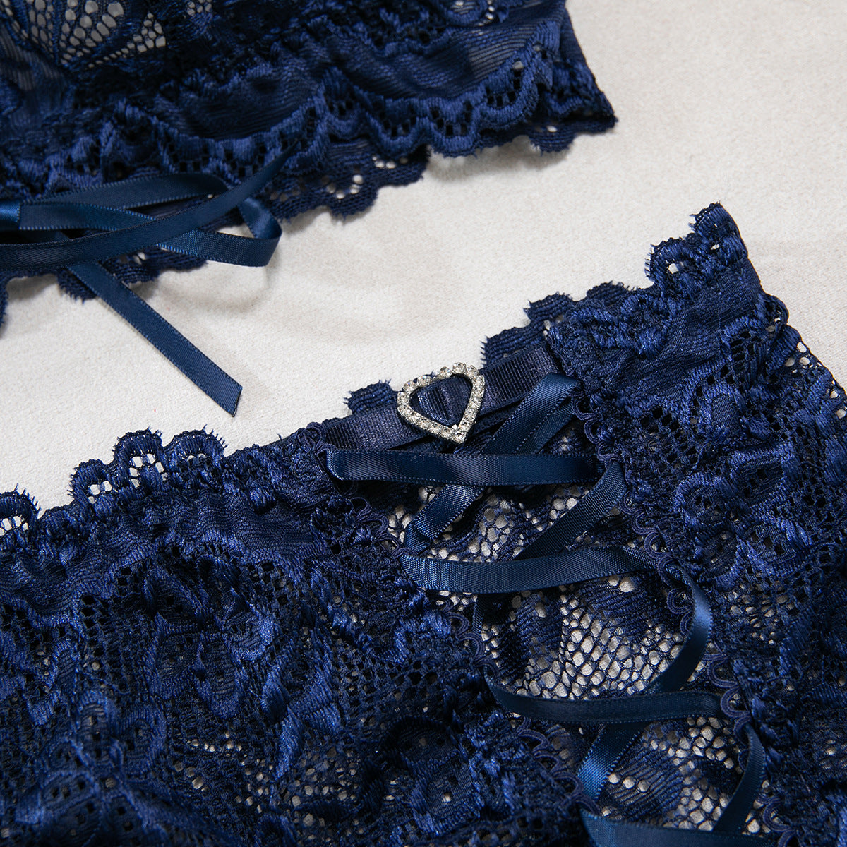 Women lace lace-up with cross-cut see-through lingerie set with sexy lingerie 16