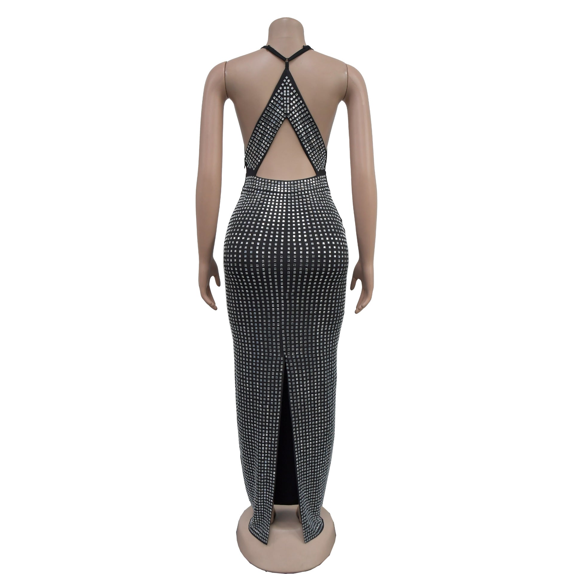 Fashion Women's Clothing V-Neck Beaded Sleeveless Long Dress 8