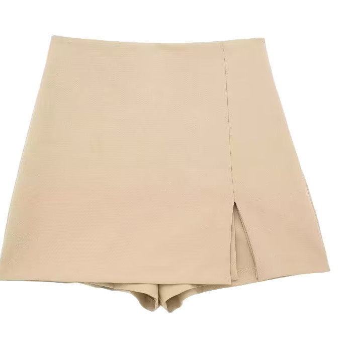 Solid color High Waist Slit Mini Culottes 4