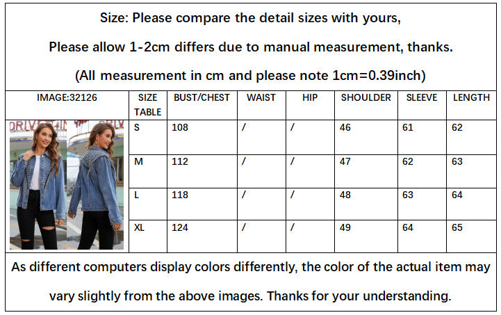 Autumn Rivet Tassel Long Sleeve Denim Jacket For Women 8