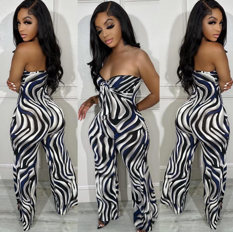 Sexy Printed Halter Neck Lace-Up Printed Stretch Bootstrap Sleeveless Jumpsuit 6