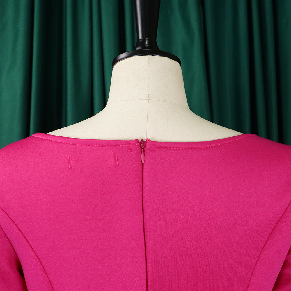 Women's Summer Solid Color Swing Dress Chic Evening Dress 23